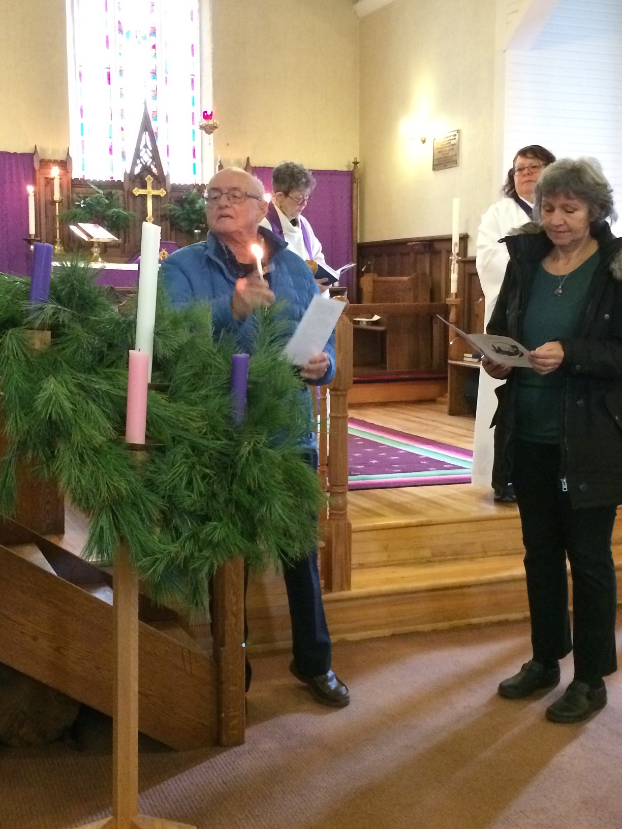 First Sunday of Advent - Candle was lit by Wardens Susan and Wayne